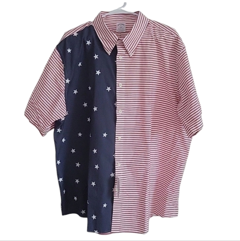 Brooks Brothers Regent Fot Stars and Stripes Cotton Short Sleeve NWT Size XXL